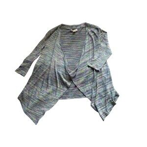 Derek Heart Y2K Gray & Pastel Cardigan Size M Retro Athletic